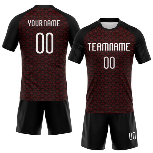 Maxcorners Custom Red White-Black Geometric Shape Elite Sublimation Volleyball Uniform Jersey LM2605