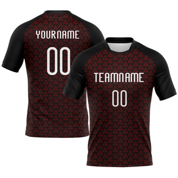 Maxcorners Custom Red White-Black Geometric Shape Elite Sublimation Volleyball Uniform Jersey LM2605