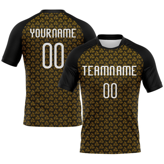 Maxcorners Custom Gold White-Black Geometric Shape Sublimation Volleyball Uniform Jersey LM2605