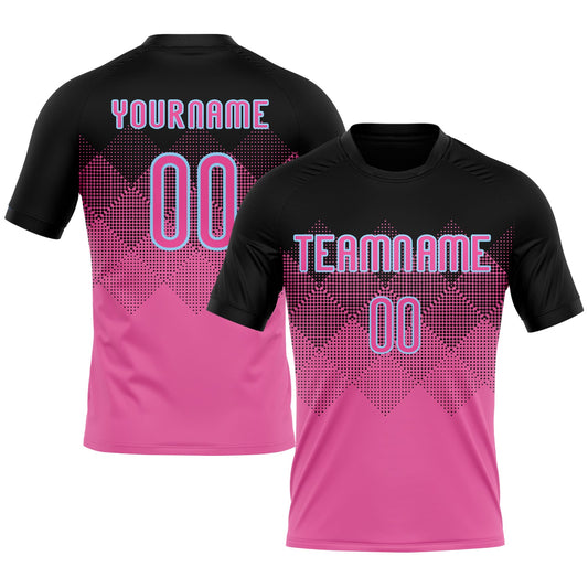 Maxcorners Custom Pink Black-Light Blue Geometric Shape Sublimation Volleyball Uniform Jersey LM2605