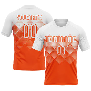 Maxcorners Custom Orange White Geometric Shape Sublimation Volleyball Uniform Jersey LM2605