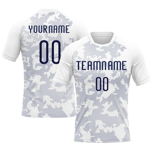 Maxcorners Custom White Navy Curve Lines Sublimation Volleyball Uniform Jersey LM2605
