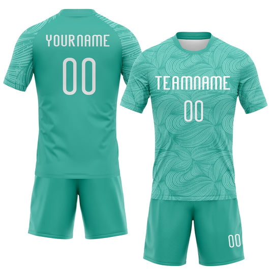 Maxcorners Custom Aqua White Lines Sublimation Volleyball Uniform Jersey LM2605