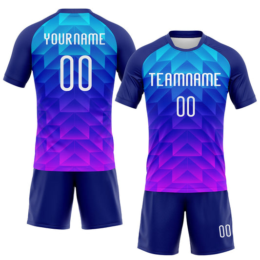 Maxcorners Custom Royal White-Pink Geometric Shape Sublimation Volleyball Uniform Jersey LM2605