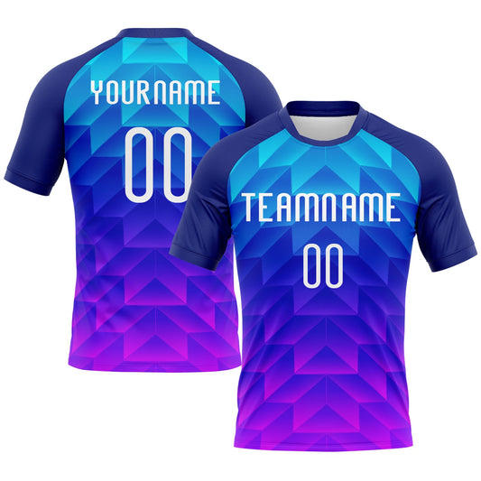 Maxcorners Custom Royal White-Pink Geometric Shape Sublimation Volleyball Uniform Jersey LM2605