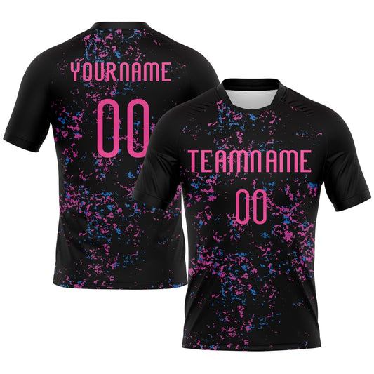 Maxcorners Custom Black Pink-Light Blue Abstract Fragment Art Sublimation Volleyball Uniform Jersey LM2605