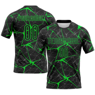 Maxcorners Custom Black Neon Green Abstract Network Sublimation Volleyball Uniform Jersey LM2605