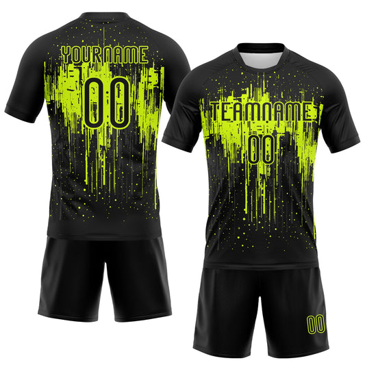 Maxcorners Custom Black Neon Green Dripping Splatter Art Sublimation Volleyball Uniform Jersey LM2605