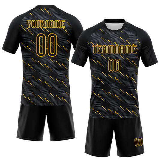 Maxcorners Custom Black Gold Geometric Shape Sublimation Volleyball Uniform Jersey LM2605