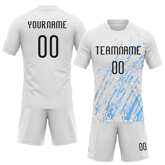 Maxcorners Custom White Black-Light Blue Splash Sublimation Volleyball Uniform Jersey LM2605