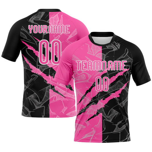 Maxcorners Custom Graffiti Pattern Pink-Black Scratch Sublimation Volleyball Uniform Jersey LM2605