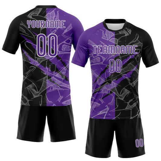Maxcorners Custom Graffiti Pattern Purple-Black Scratch Sublimation Volleyball Uniform Jersey LM2605