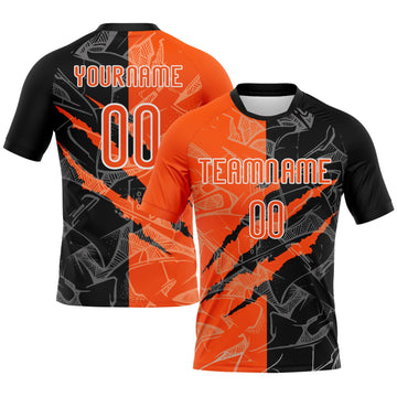 Maxcorners Custom Graffiti Pattern Orange-Black Scratch Sublimation Volleyball Uniform Jersey LM2605