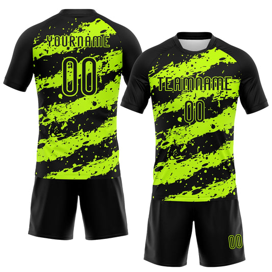 Maxcorners Custom Black Neon Green Splash Sublimation Volleyball Uniform Jersey LM2605