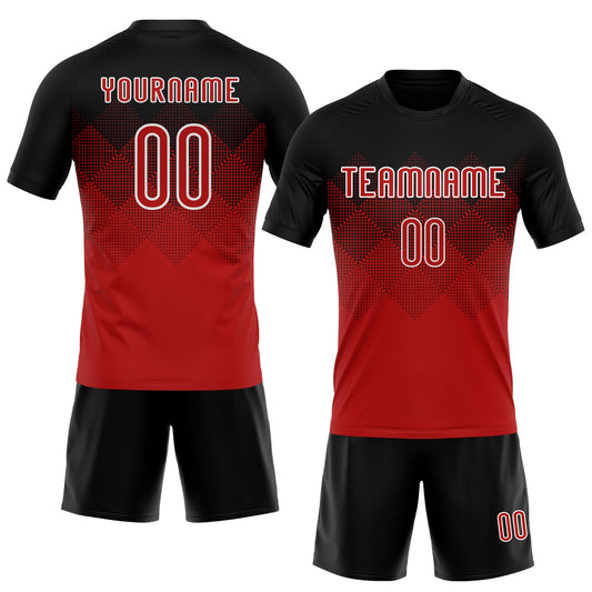Maxcorners Custom Red Black-White Geometric Shape Sublimation Volleyball Uniform Jersey LM2605