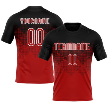 Maxcorners Custom Red Black-White Geometric Shape Sublimation Volleyball Uniform Jersey LM2605