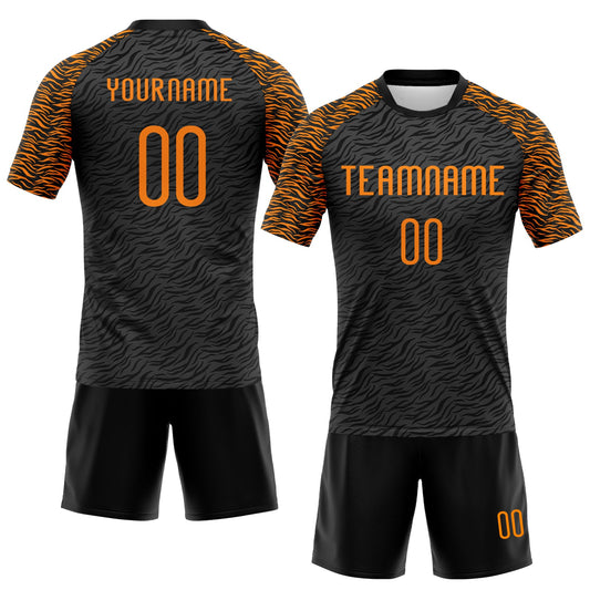 Maxcorners Custom Black Bay Orange Animal Print Sublimation Volleyball Uniform Jersey LM2605