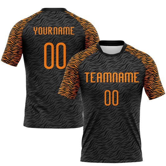 Maxcorners Custom Black Bay Orange Animal Print Sublimation Volleyball Uniform Jersey LM2605