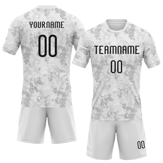 Maxcorners Custom White Black-Gray Abstract Shape Sublimation Volleyball Uniform Jersey LM2605