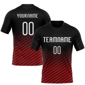 Maxcorners Custom Black White-Red Geometric Shape Elite Sublimation Volleyball Uniform Jersey LM2605