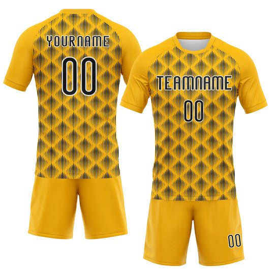 Maxcorners Custom Gold Black-White Geometric Shape Sublimation Volleyball Uniform Jersey LM2605