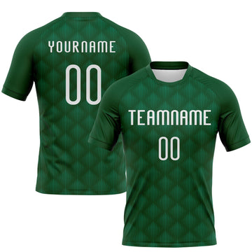 Maxcorners Custom Green White Geometric Shape Sublimation Volleyball Uniform Jersey LM2605