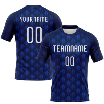 Maxcorners Custom Navy White-Thunder Blue Geometric Shape Sublimation Volleyball Uniform Jersey LM2605