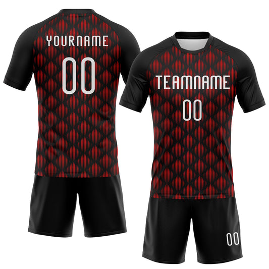 Maxcorners Custom Black White-Red Geometric Shape Sublimation Volleyball Uniform Jersey LM2605