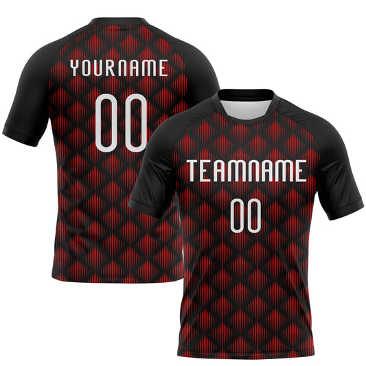Maxcorners Custom Black White-Red Geometric Shape Sublimation Volleyball Uniform Jersey LM2605