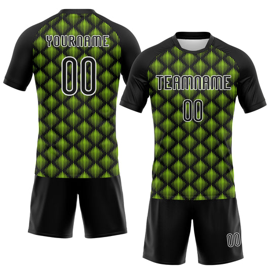 Maxcorners Custom Black White-Neon Green Geometric Shape Sublimation Volleyball Uniform Jersey LM2605