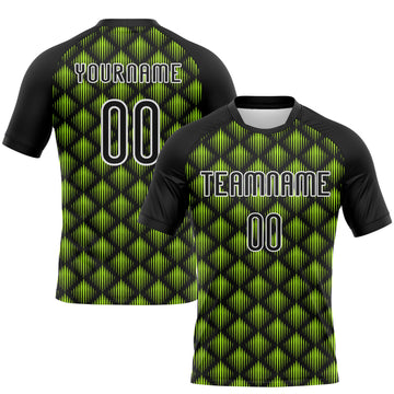 Maxcorners Custom Black White-Neon Green Geometric Shape Sublimation Volleyball Uniform Jersey LM2605