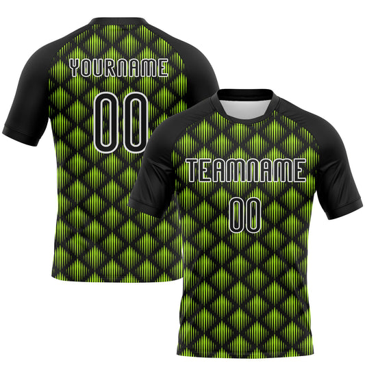 Maxcorners Custom Black White-Neon Green Geometric Shape Sublimation Volleyball Uniform Jersey LM2605