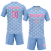 Maxcorners Custom Light Blue Pink-White Geometric Shape Sublimation Volleyball Uniform Jersey LM2605