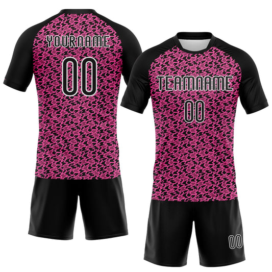 Maxcorners Custom Pink Black-White Geometric Shape Sublimation Volleyball Uniform Jersey LM2605