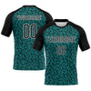 Maxcorners Custom Teal Black-White Geometric Shape Sublimation Volleyball Uniform Jersey LM2605