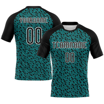 Maxcorners Custom Teal Black-White Geometric Shape Sublimation Volleyball Uniform Jersey LM2605