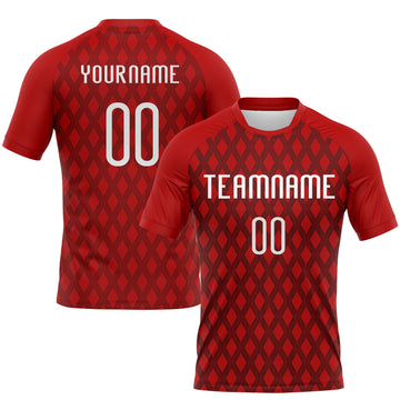 Maxcorners Custom Red White-Black Geometric Shape Sublimation Volleyball Uniform Jersey LM2605