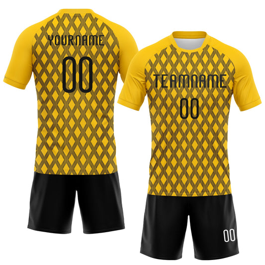 Maxcorners Custom Yellow Black-White Geometric Shape Sublimation Volleyball Uniform Jersey LM2605