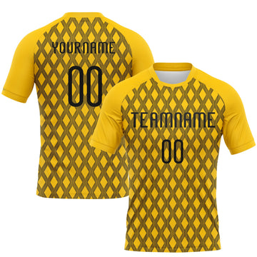 Maxcorners Custom Yellow Black-White Geometric Shape Sublimation Volleyball Uniform Jersey LM2605