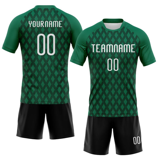 Maxcorners Custom Kelly Green White-Black Geometric Shape Sublimation Volleyball Uniform Jersey LM2605