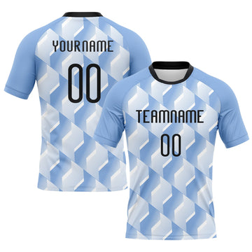 Maxcorners Custom Light Blue Black-White Geometric Shape Sublimation Volleyball Uniform Jersey LM2605