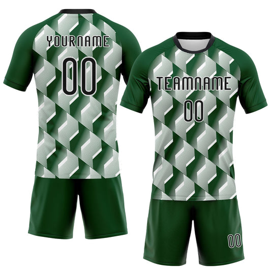 Maxcorners Custom Green Black-White Geometric Shape Sublimation Volleyball Uniform Jersey LM2605