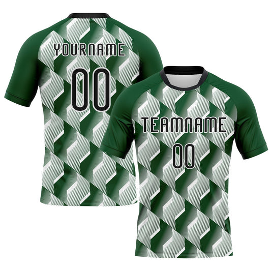 Maxcorners Custom Green Black-White Geometric Shape Sublimation Volleyball Uniform Jersey LM2605