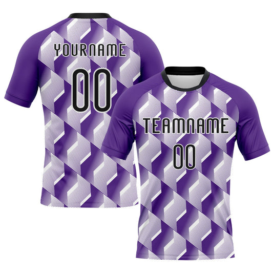 Maxcorners Custom Purple Black-White Geometric Shape Sublimation Volleyball Uniform Jersey LM2605