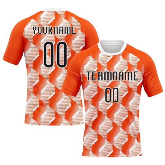 Maxcorners Custom Orange Black-White Geometric Shape Sublimation Volleyball Uniform Jersey LM2605