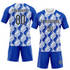 Maxcorners Custom Thunder Blue Black-White Geometric Shape Sublimation Volleyball Uniform Jersey LM2605
