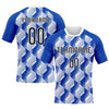 Maxcorners Custom Thunder Blue Black-White Geometric Shape Sublimation Volleyball Uniform Jersey LM2605