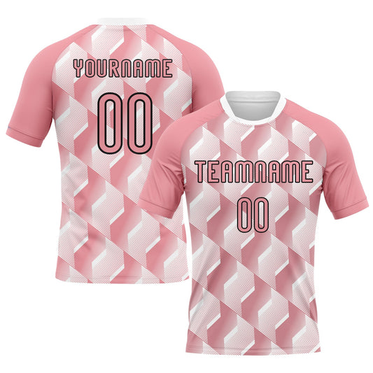 Maxcorners Custom Medium Pink Black-White Geometric Shape Sublimation Volleyball Uniform Jersey LM2605