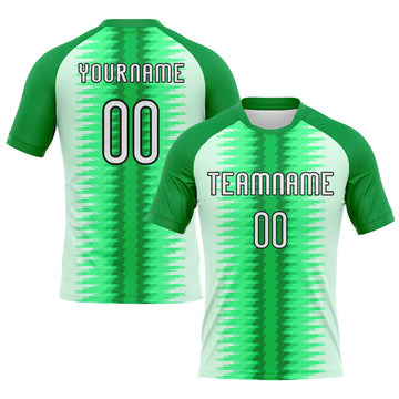 Maxcorners Custom Kelly Green White-Black Abstract Lines Sublimation Volleyball Uniform Jersey LM2605