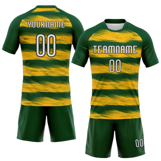 Maxcorners Custom Green Yellow-Black Abstract Lines Sublimation Volleyball Uniform Jersey LM2605